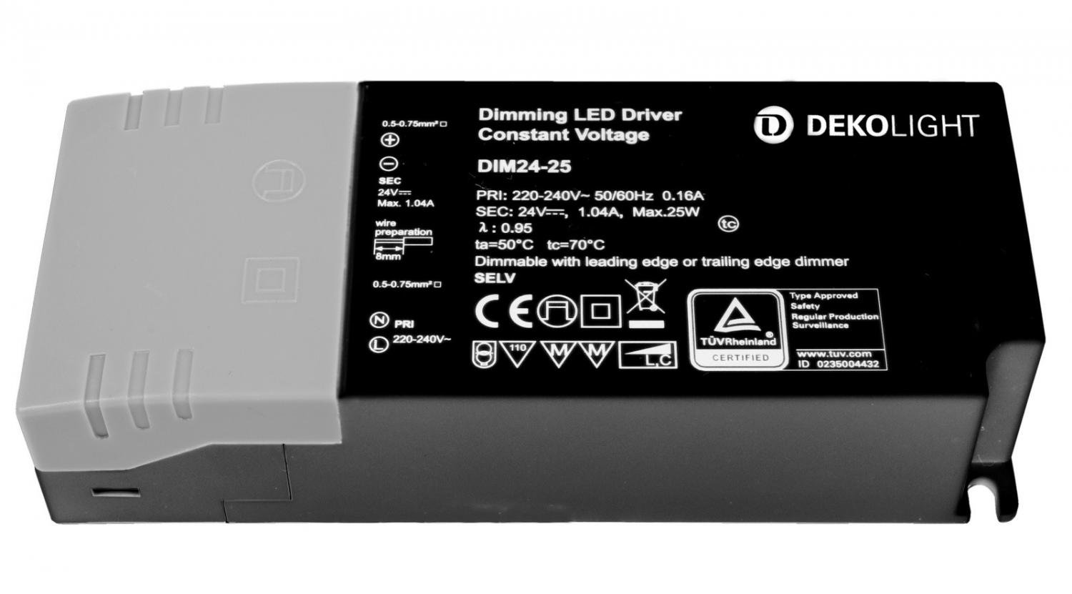 IMPR 862221 Deko-Light LED-napájení BASIC, DIM, CV, 24V 2,5-25W konstantní napětí 105-1040 mA IP20 stmívatelné 24V DC 2,50-25,00 W