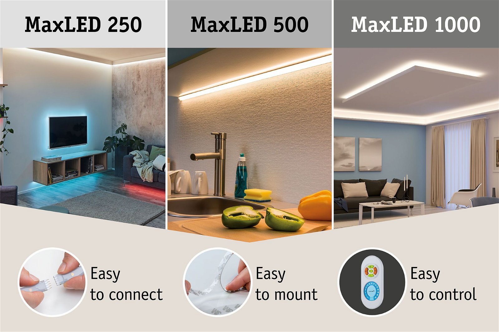 P 78875 MaxLED 250 LED Strip TV Comfort základní sada 55 palců 3,6m 20,5W 277lm/m 30LEDs/m RGBW+ 24VA - PAULMANN (obrázek 10)