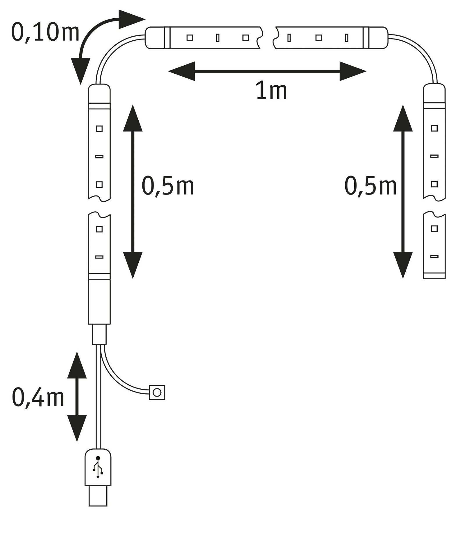 P 78880 EntertainLED USB LED Strip osvětlení TV 55 palců 2m 3,5W 60LEDs/m RGB+ - PAULMANN (obrázek 3)
