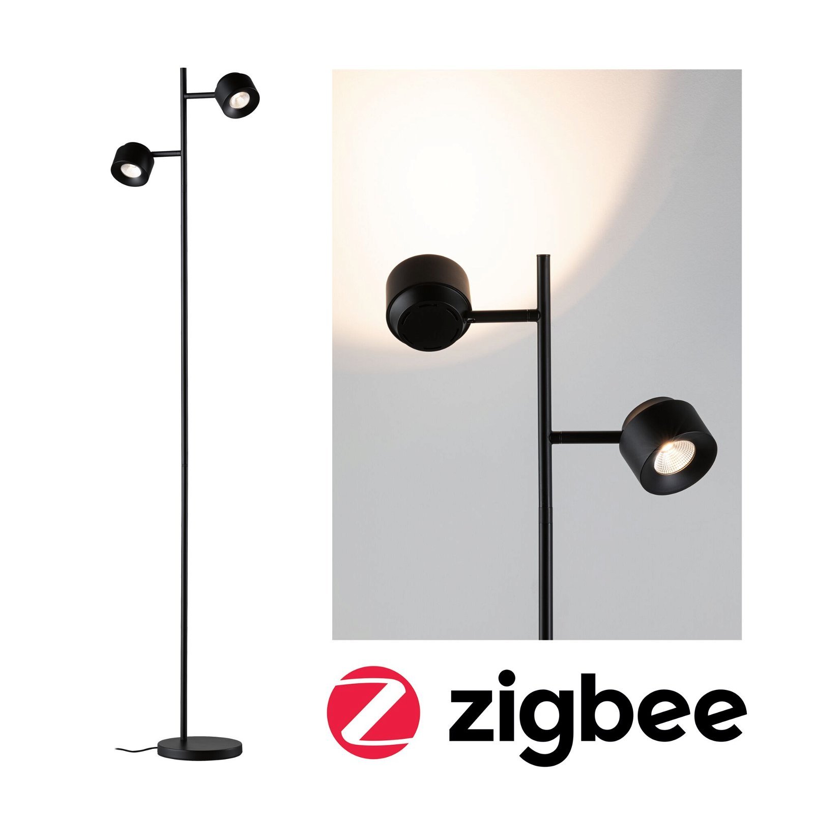 P 79780 LED stojací svítidlo Smart Home Zigbee Puric Pane 2700K 2x3W černá - PAULMANN