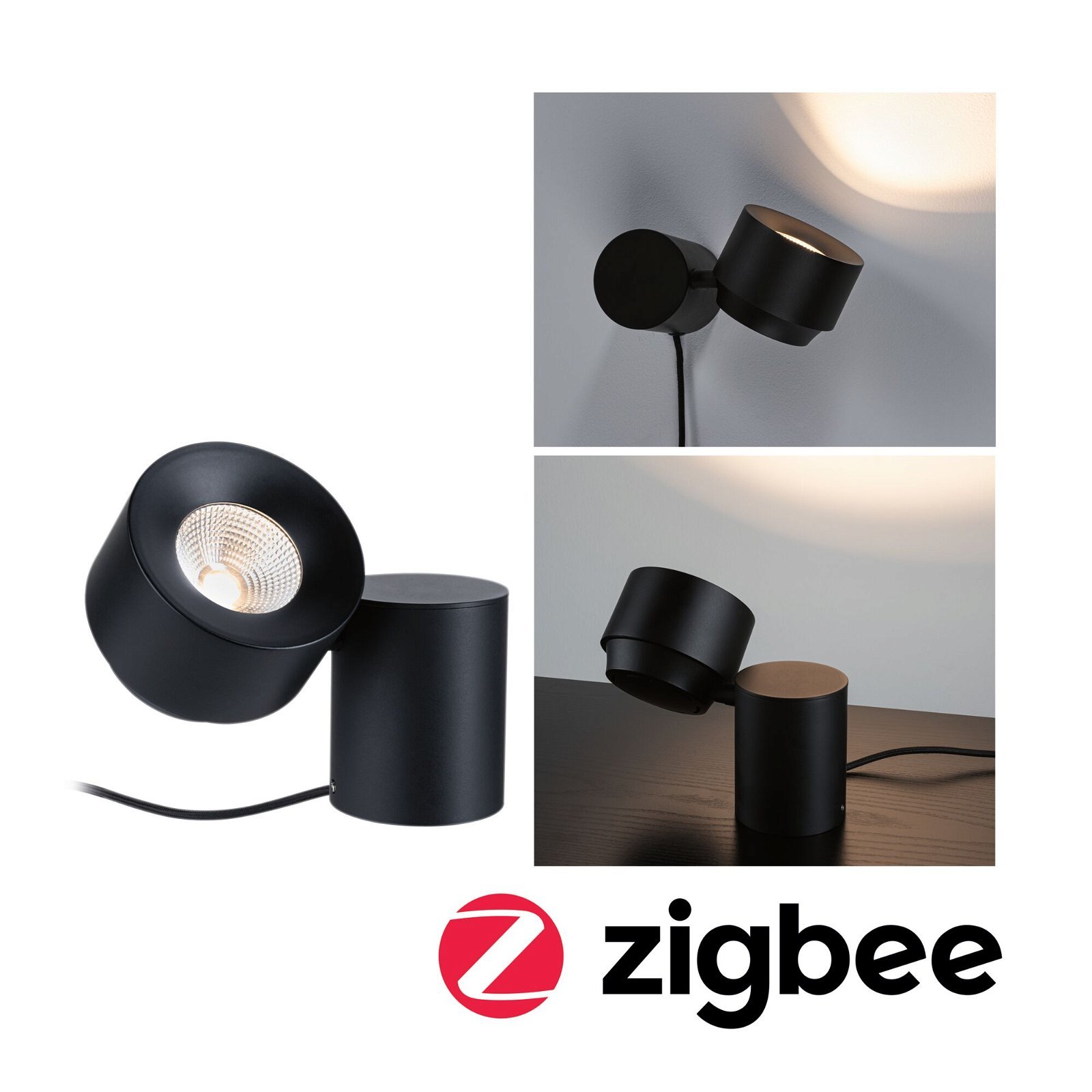 P 79781 LED stolní lampa Smart Home Zigbee Puric Pane 2700K 3W černá - PAULMANN