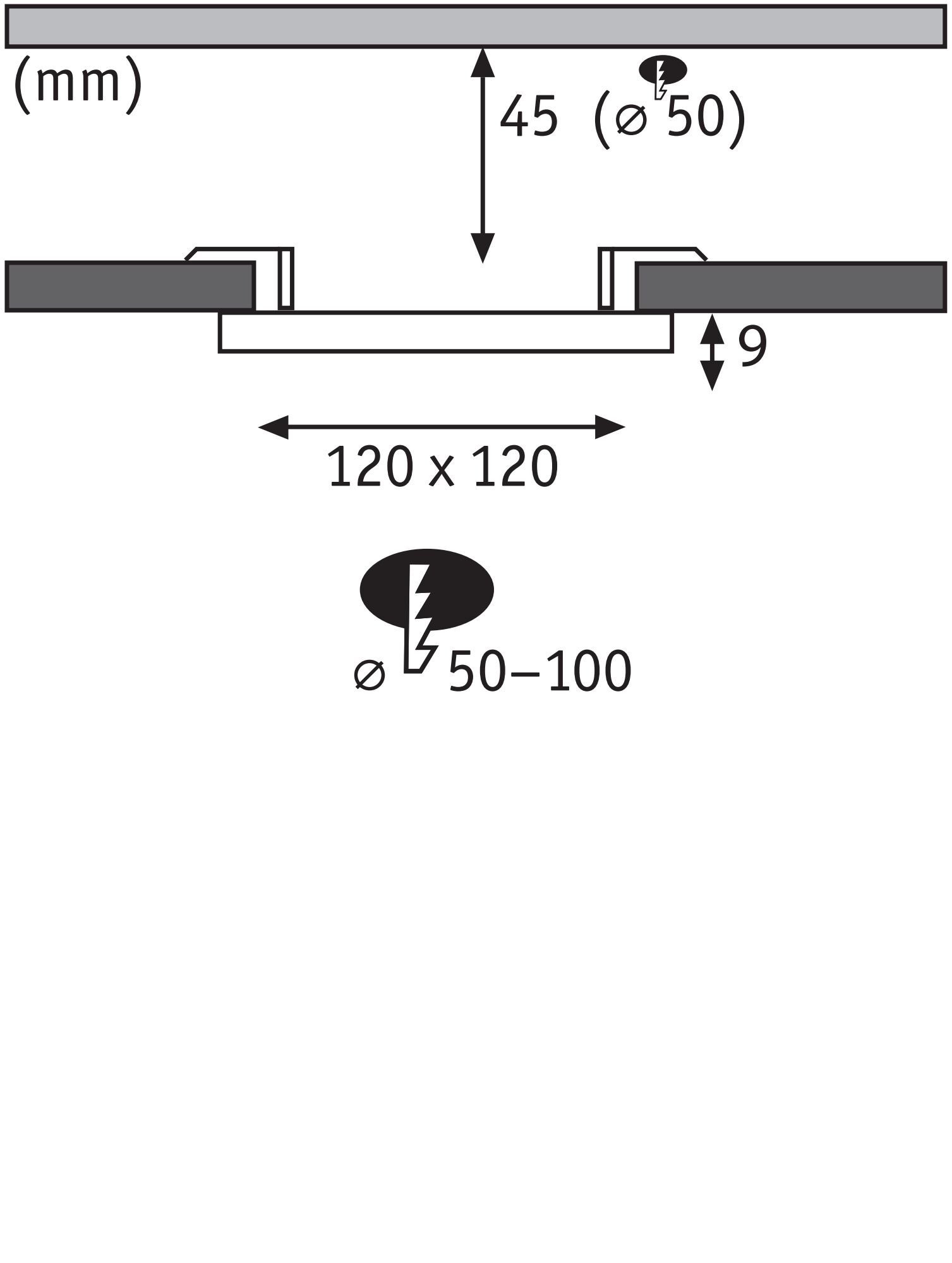 P 79936 VariFit LED vestavné svítidlo Veluna Edge IP44 hranaté 120x120mm 4000K bílá - PAULMANN (obrázek 4)