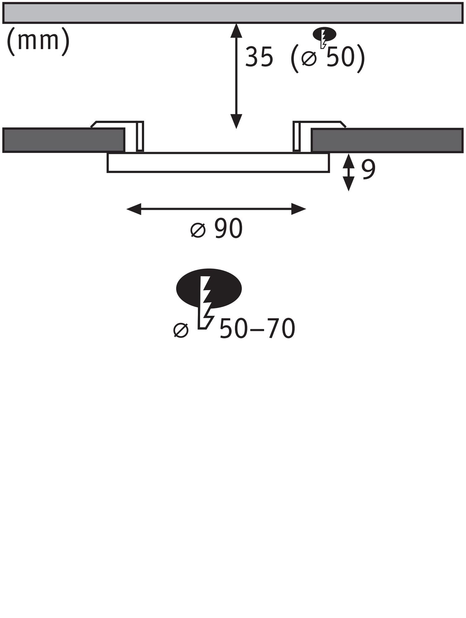 P 79944 VariFit LED vestavné svítidlo Veluna Edge IP44 kruhové 90mm 3000K bílá stmívatelné - PAULMANN (obrázek 4)