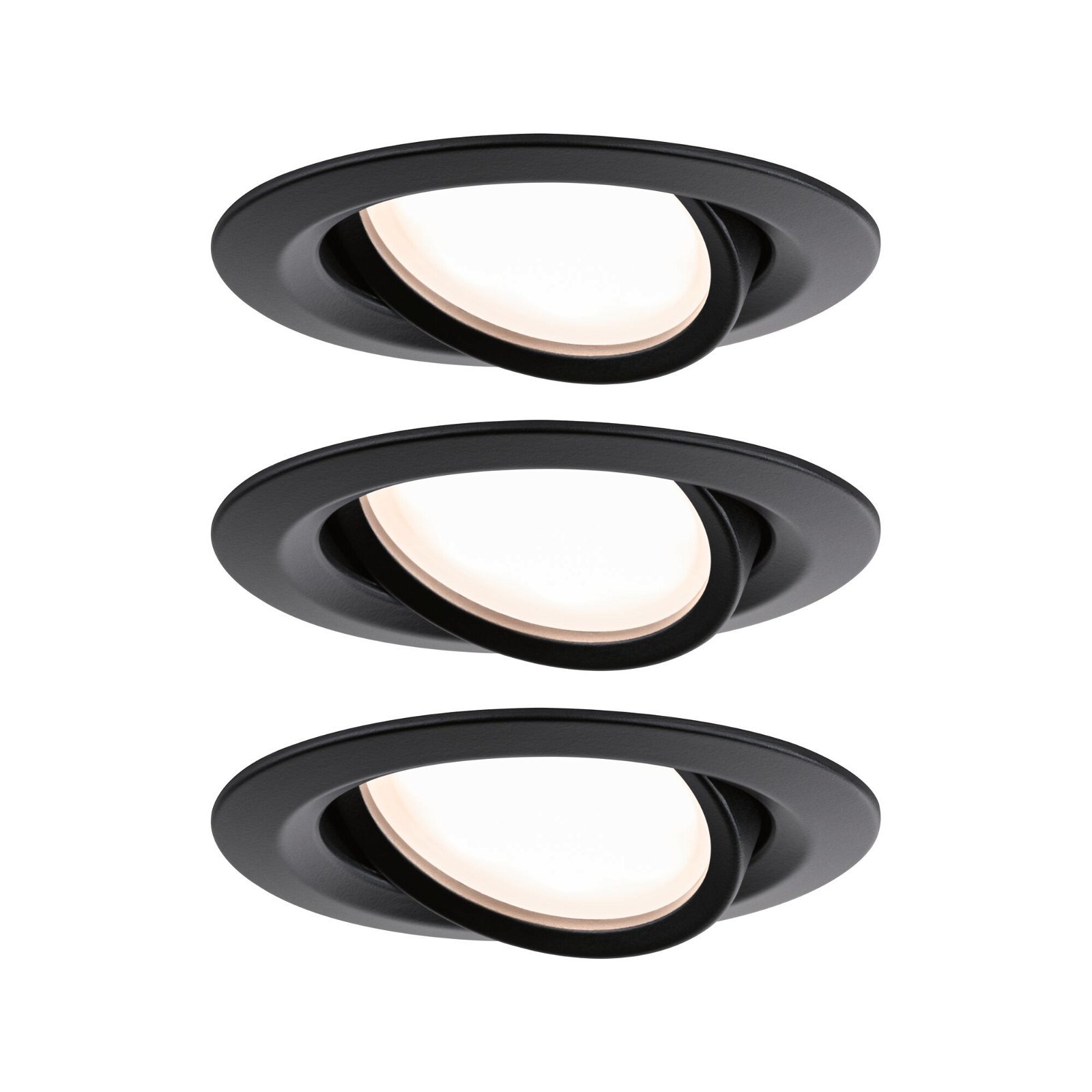 P 93082 LED vestavné svítidlo Nova Plus Coin základní sada výklopné IP65 kruhové 93mm 30° Coin 3x6W 230V stmívatelné 2700K černá mat - PAULMANN