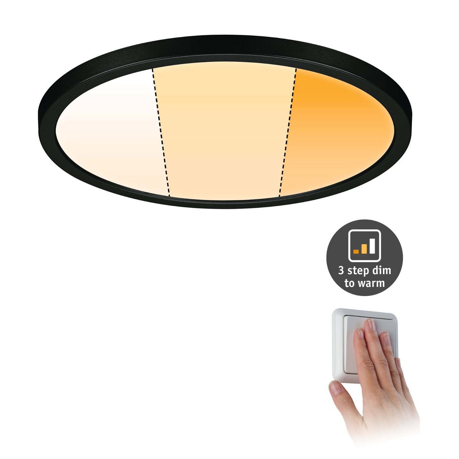 P 93102 VariFit LED vestavné svítidlo Dim to Warm Areo IP44 kruhové 230mm 3 Step Dim to warm černá stmívatelné - PAULMANN