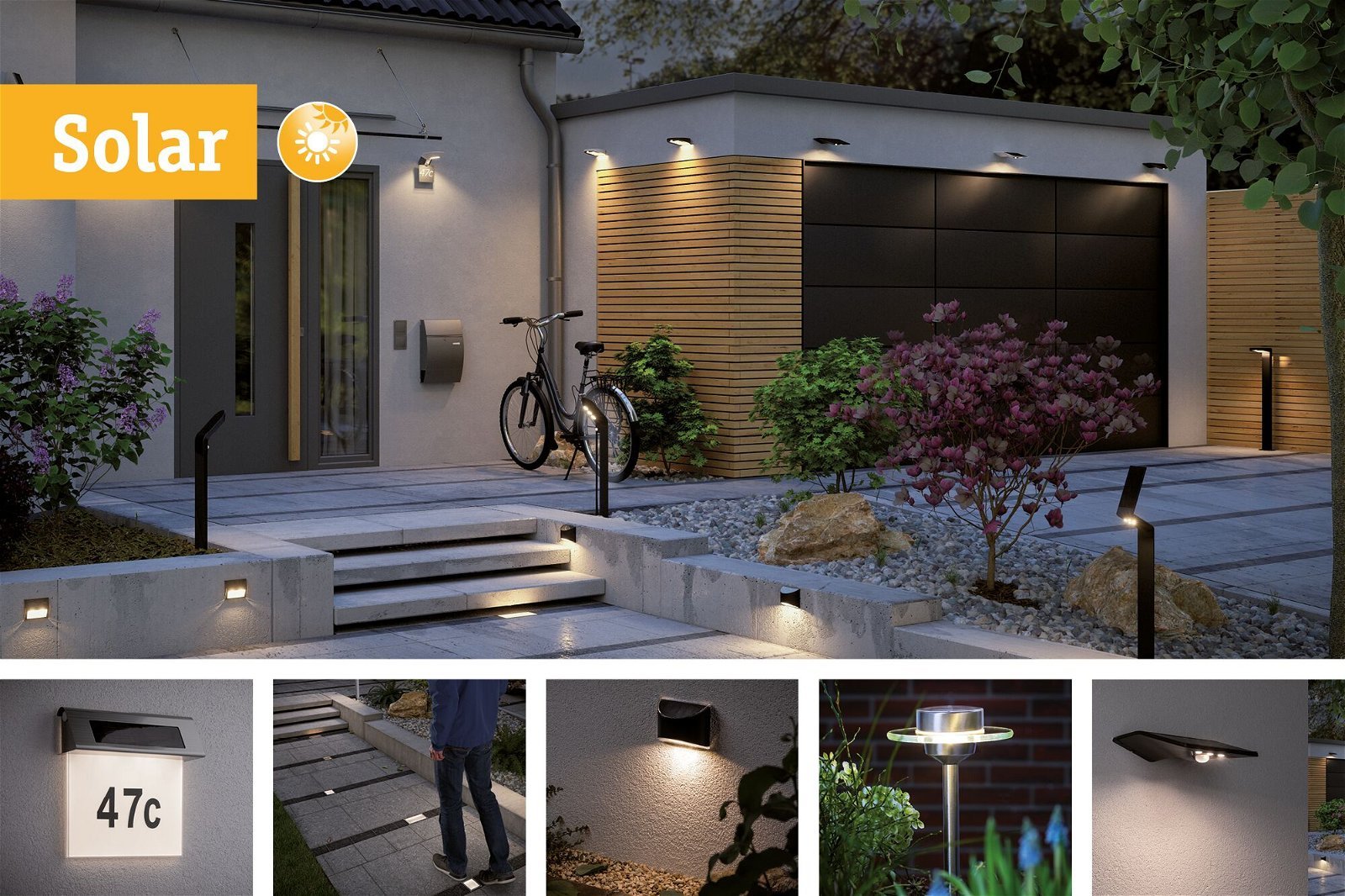 P 94694 Solární LED domovní číslo a svítidlo Neda IP44 3000K černá - PAULMANN (obrázek 7)