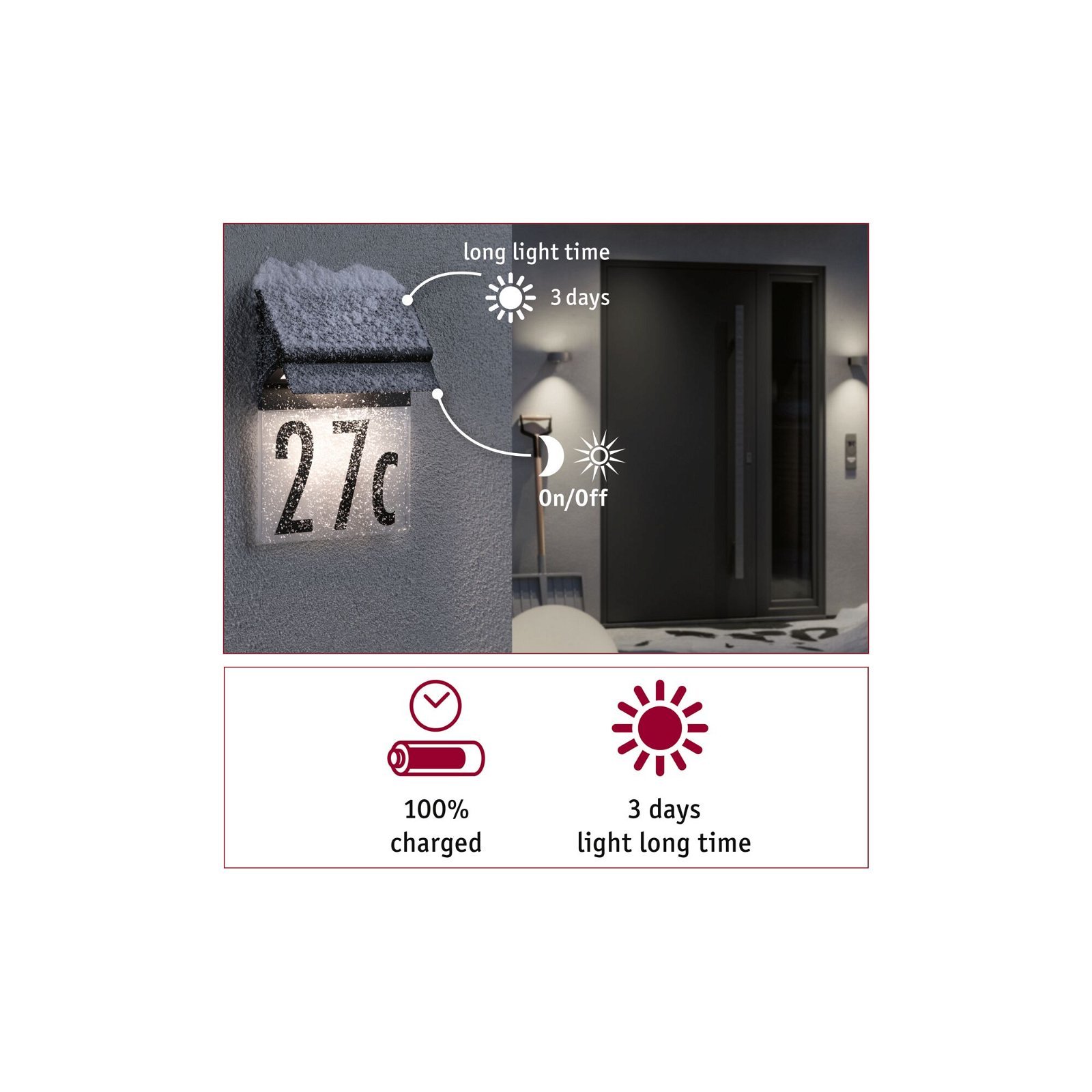 P 94694 Solární LED domovní číslo a svítidlo Neda IP44 3000K černá - PAULMANN (obrázek 10)