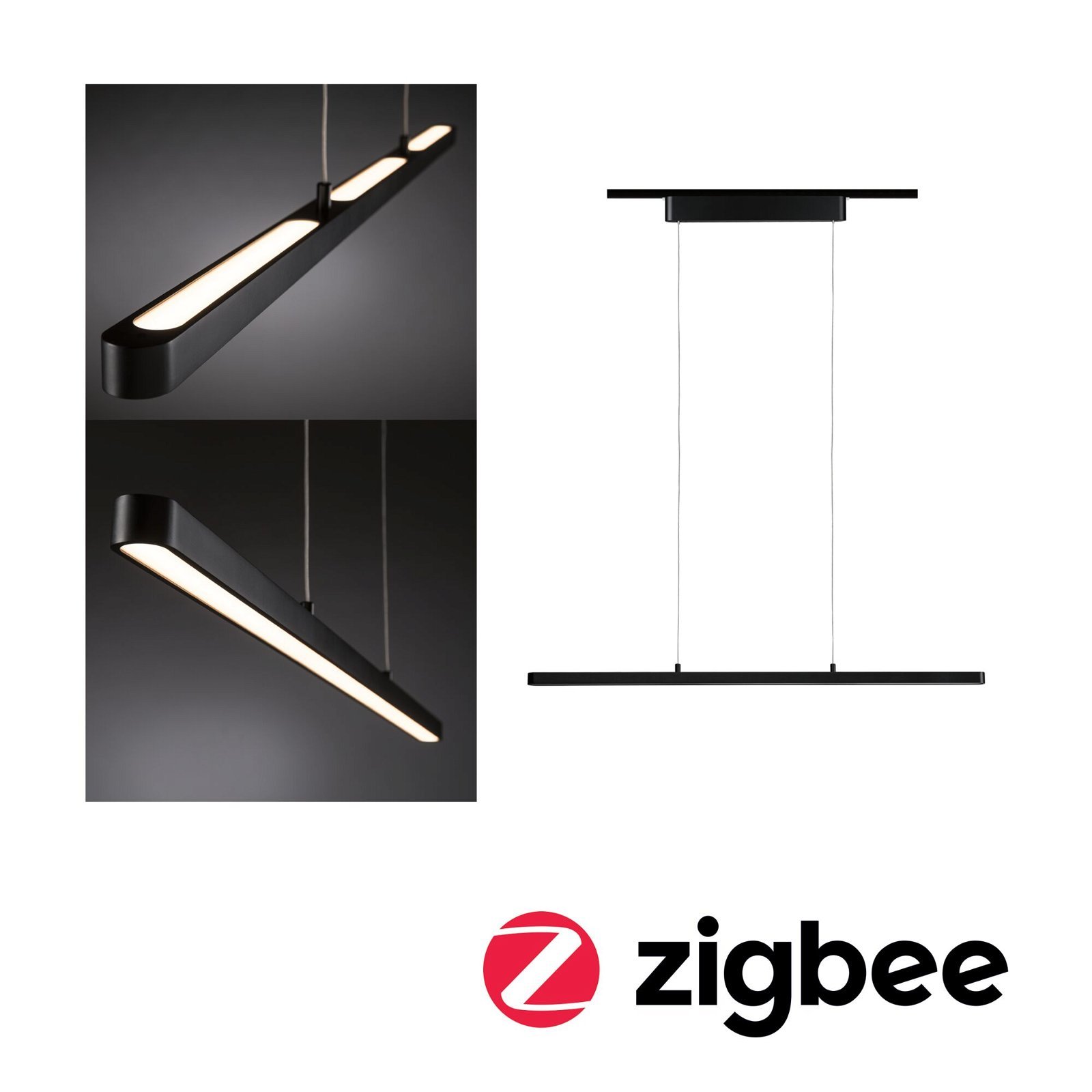 P 95579 URail LED závěs Smart Home Zigbee Lento 3x13,5W měnitelná bílá stmívatelné 230V černá mat - PAULMANN