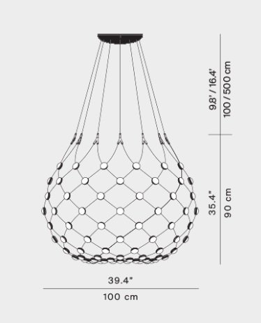 LUCE 1D86KW102001B Závěsné svítidlo MESH korpus 100cm 2700K 61W LED vč.závěsného systému 1m a bezdrátového ovládání (starý kód: LUCE 1D86KW101001A) - LUCEPLAN (obrázek 4)