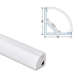 Obrázek pro produkt AKCE - Rohový hliníkový profil RS2 16x16mm včetně mléčného difuzoru 2m - McLED