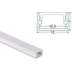 Obrázek pro produkt Přisazený hliníkový profil PM 12x7mm, včetně mléčného difuzoru 2m



2 m