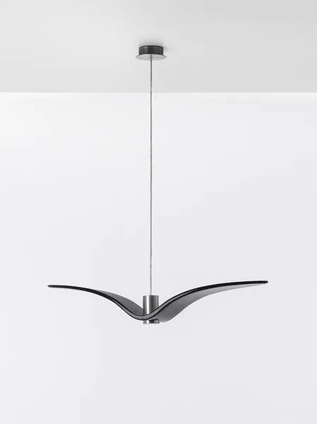 BRO PC00962_003 Night Birds, závěsné svítidlo, 5W LED, šedé kouřové sklo BROKISGLASS / transparent kabel, délka 78cm - BROKIS A