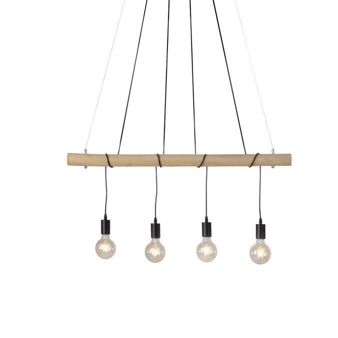 LD 15505-18 TERO Závěsné svítidlo, černá, dřevo, stmívatelné, E27, IP20, teplá bílá 2700K - LEUCHTEN DIREKT / JUST LIGHT
