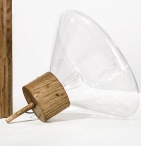 Levně BRO PC00852_009 Svítidlo stolní přenosné MUFFINS D530 H526 transparentní sklo / dub evropský - voskovaný / černý kabel - BROKIS A