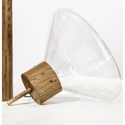 Obrázek pro produkt Svítidlo stolní přenosné MUFFINS D530 H526 transparentní sklo / dub evropský - voskovaný / černý kabel - BROKIS A