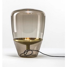 Obrázek pro produkt Stolní lampa BALLOONS SMALL výška 40cm E14 3W hnědá kouřová / mosaz / kabel tmavě šedý - BROKIS B