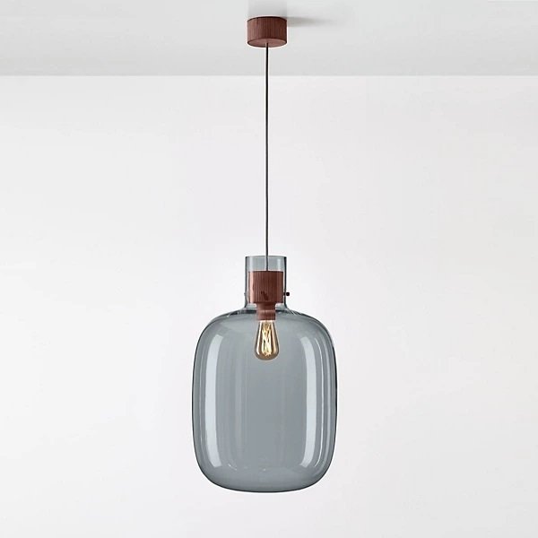BRO PC01130_004 Závěsné svítidlo AWA LARGE 37cm šedá kouřová / měď / kabel černý - BROKIS A