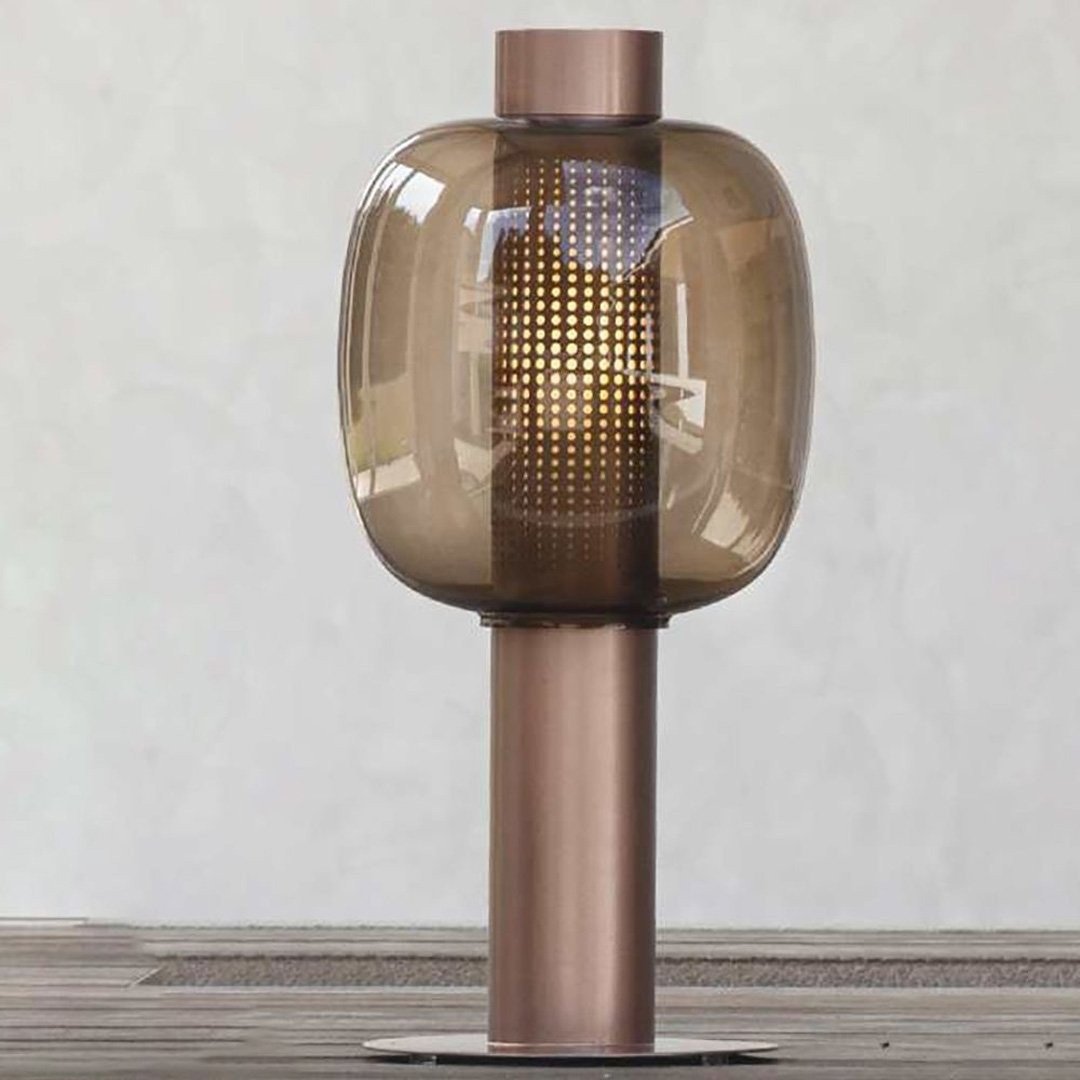 BRO PC01165_002 Stojací lampa BONBORI LARGE 798mm hnědá kouřová / měď / kabel černý - BROKIS A