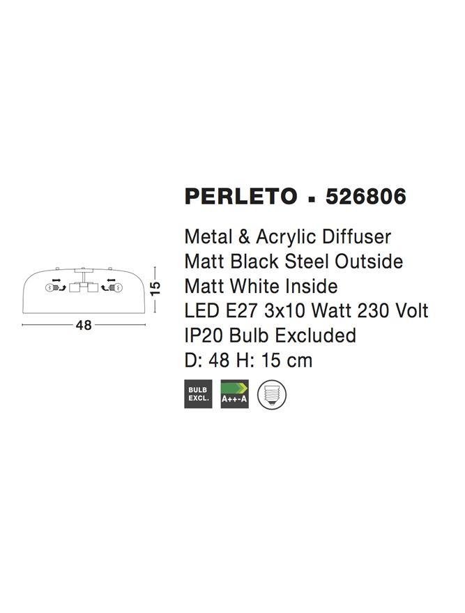 NV 526806 Stropní svítidlo PERLETO stropní svítidlo zvenku matná černá ocel zevnitř matná bílá ocel E27 3x12W - NOVA LUCE (obrázek 3)