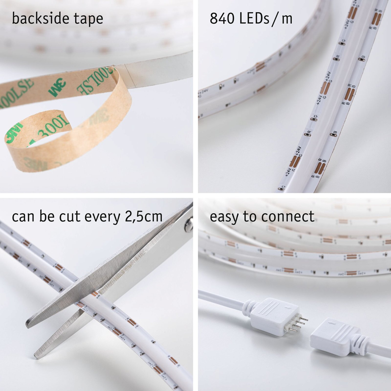 P 78864 SimpLED LED Strip Full-Line COB kompletní sada 3m 22W 840LEDs/m RGB 24VA - PAULMANN (obrázek 3)
