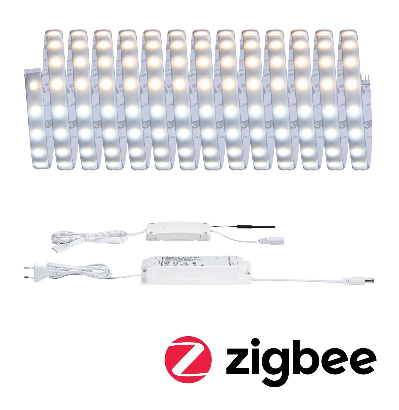 P 78873 MaxLED 500 LED Strip Smart Home Zigbee měnitelná bílá s krytím základní sada 5m IP44 26W 60LEDs/m měnitelná bílá 50VA - PAULMANN