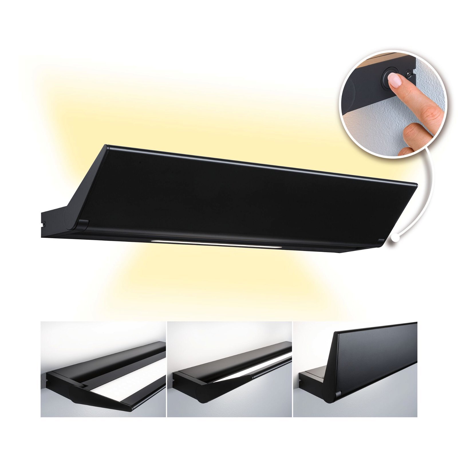 P 79505 LED nástěnné svítidlo 3-krokové-stmívatelné Ranva 2700K / 230V 13 / 1x2W stmívatelné černá mat - PAULMANN