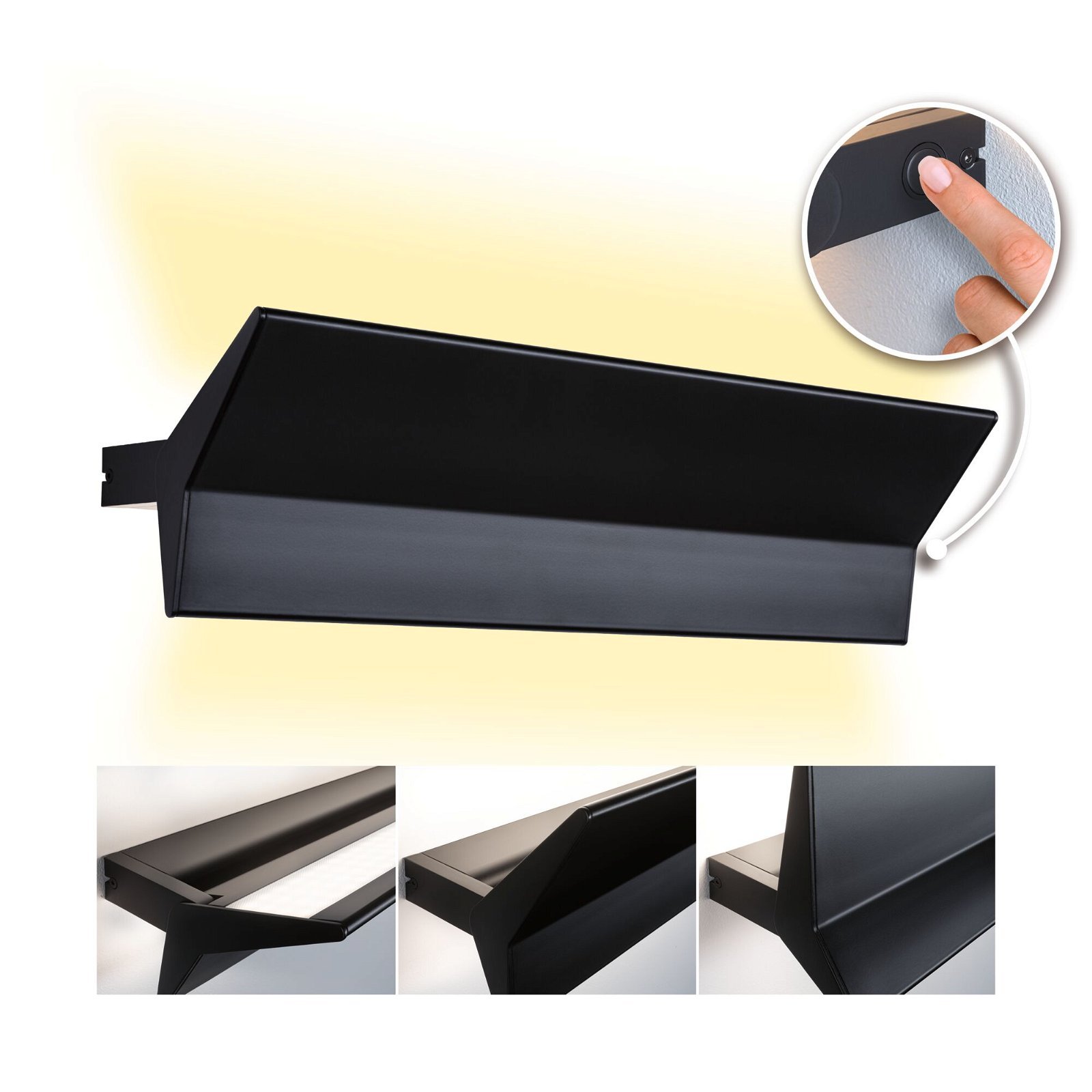 P 79509 LED nástěnné svítidlo 3-krokové-stmívatelné Stine 2700K / 230V 13 / 1x4W stmívatelné černá mat - PAULMANN