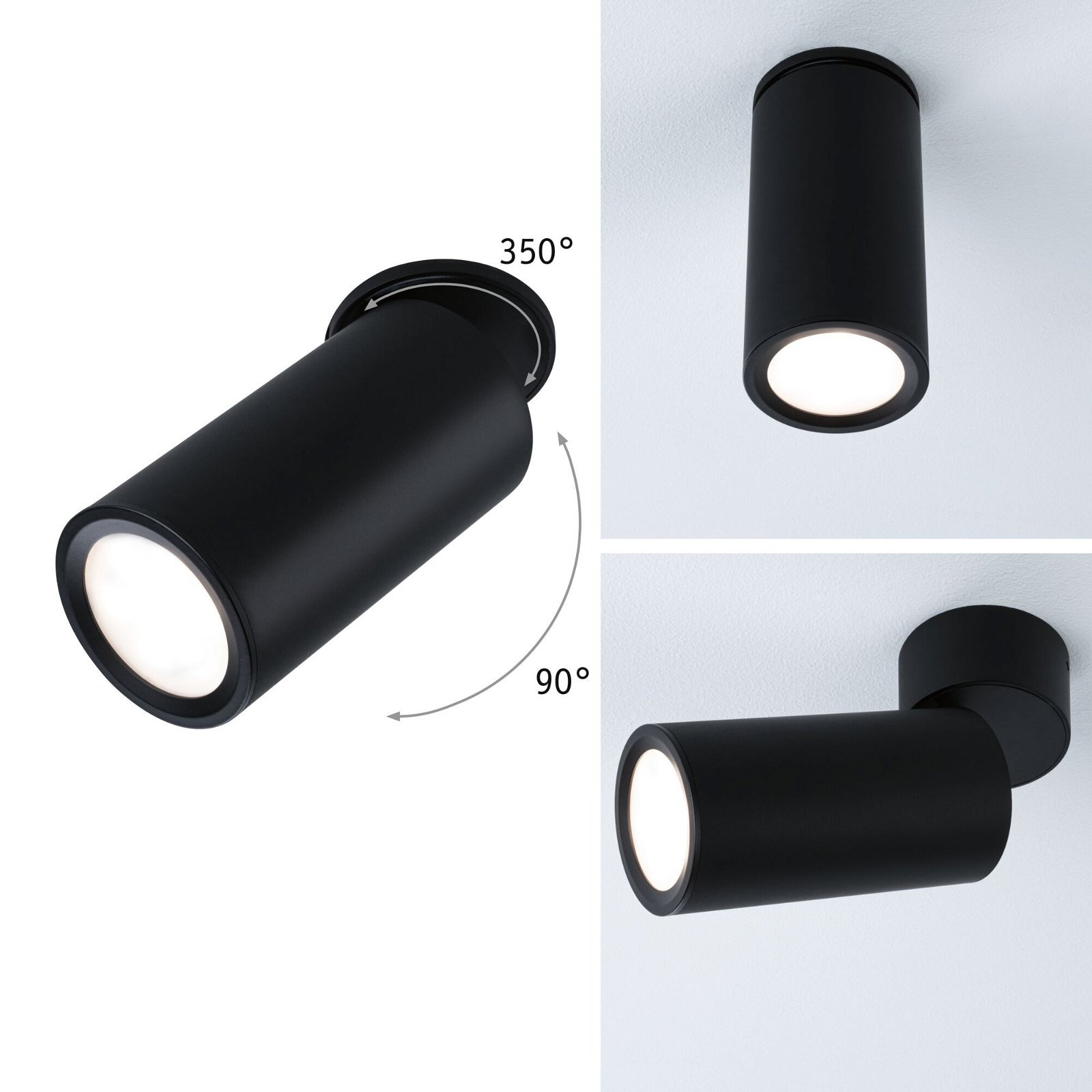 P 93088 LED vestavné svítidlo 3-krokové-stmívatelné Turnal kruhové 60mm 90° Coin 6W 230V stmívatelné 2700K černá mat - PAULMANN