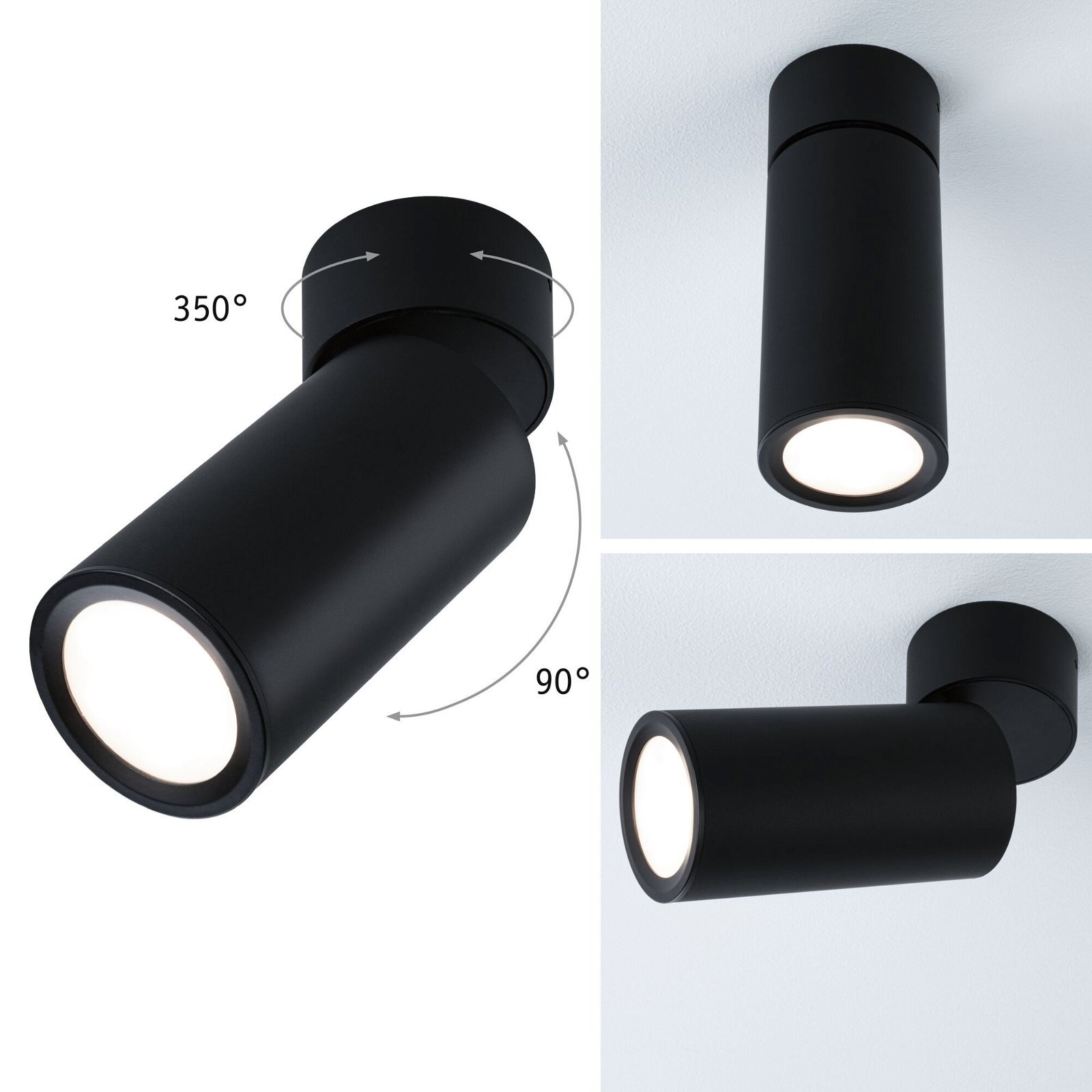 P 93089 LED stropní svítidlo 3-krokové-stmívatelné Turnal Coin 2700K 230V 6W stmívatelné černá mat - PAULMANN