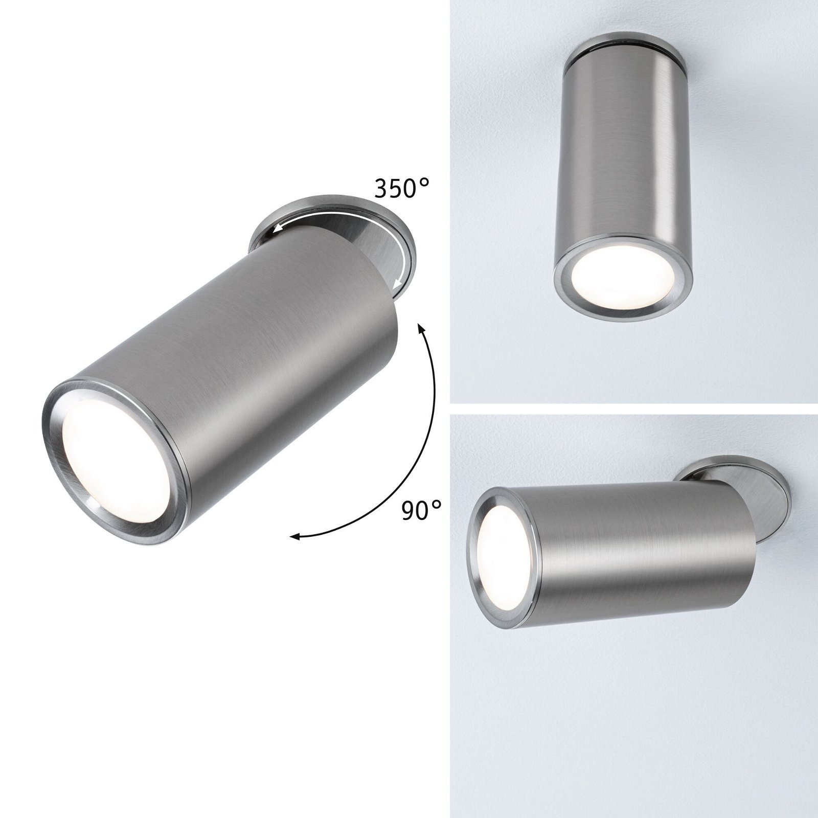 P 93090 LED vestavné svítidlo 3-krokové-stmívatelné Turnal kruhové 60mm 90° Coin 6W 230V stmívatelné 2700K kov kartáčovaný - PAULMANN