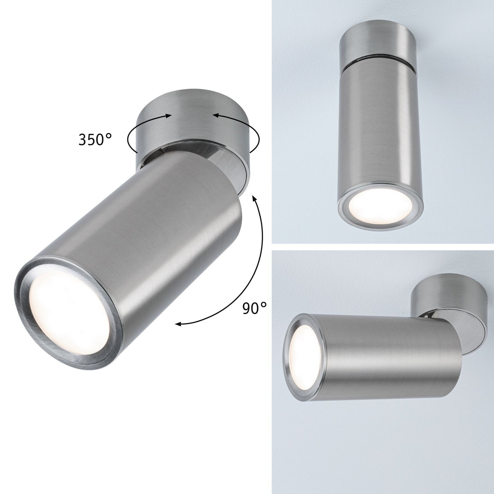 P 93091 LED stropní svítidlo 3-krokové-stmívatelné Turnal Coin 2700K 230V 6W stmívatelné kov kartáčovaný - PAULMANN