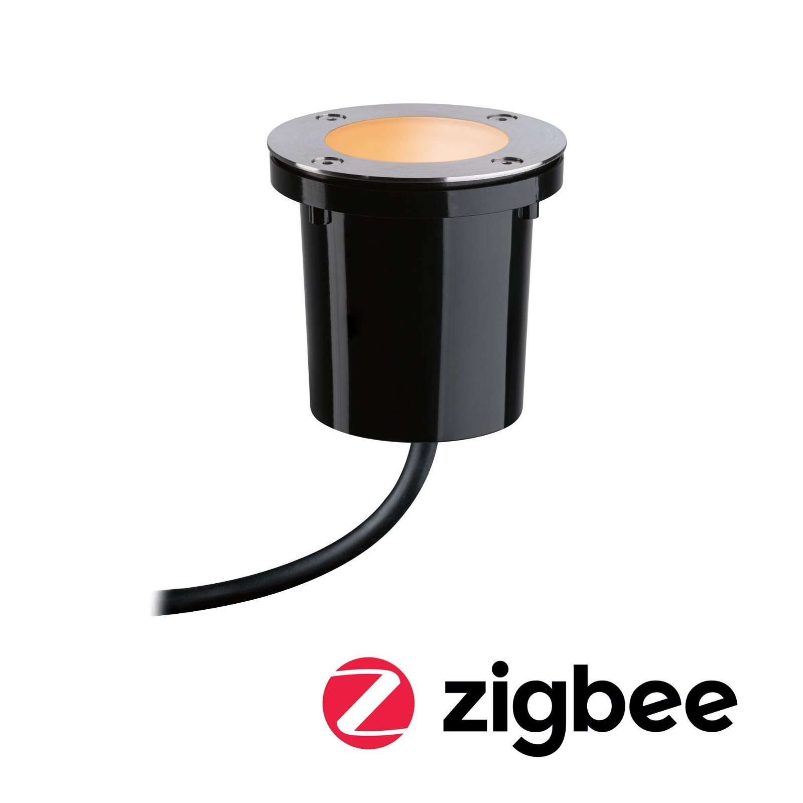 P 94588 Plug & Shine LED zemní svítidlo Smart Home Zigbee zlaté světlo spot neláká hmyz IP65 CCT 4,6W černá/ocel - PAULMANN