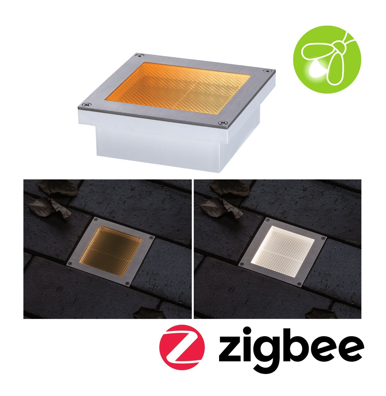 P 94595 LED zemní svítidlo Smart Home Zigbee Brick neláká hmyz IP67 hranaté 100x100mm CCT 1W 230V ocel ocel - PAULMANN