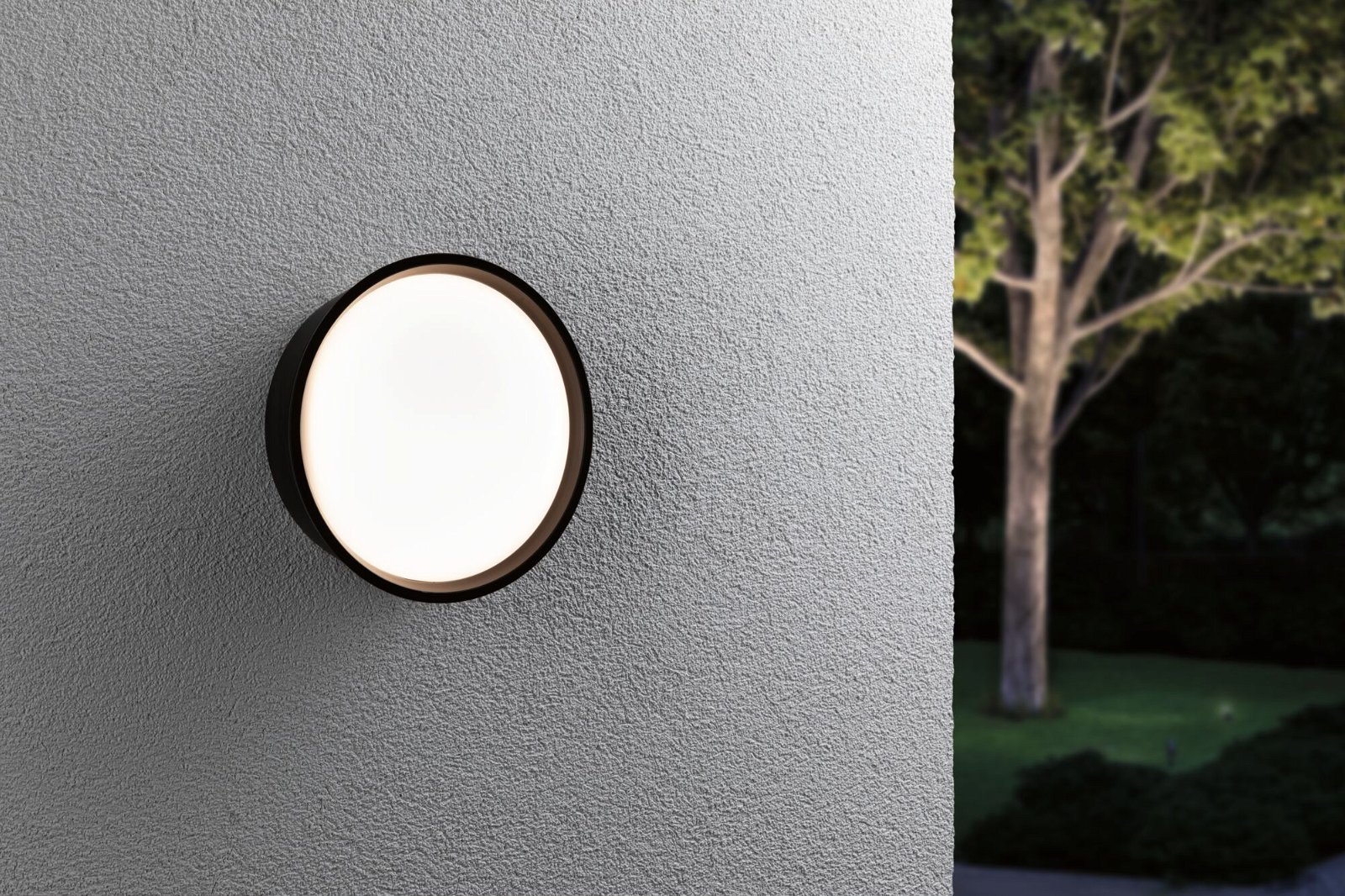 P 94696 LED venkovní nástěnné svítidlo Platomo IP44 kruhové 180mm 3000K 14,5W 230V černá umělá hmota - PAULMANN (obrázek 3)