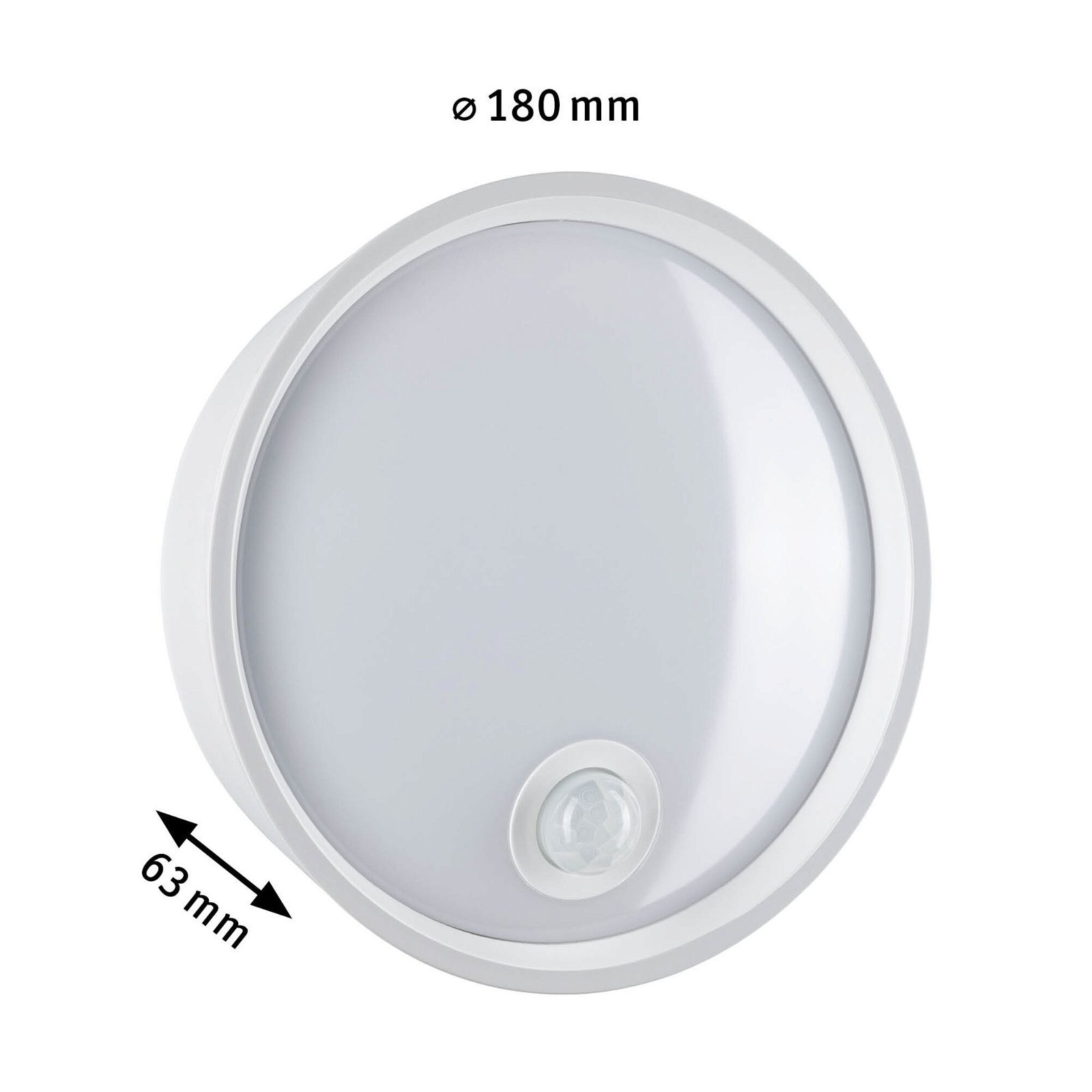 P 94699 LED venkovní nástěnné svítidlo Platomo pohybové čidlo IP44 kruhové 180mm 3000K 14,5W 230V bílá umělá hmota - PAULMANN (obrázek 2)