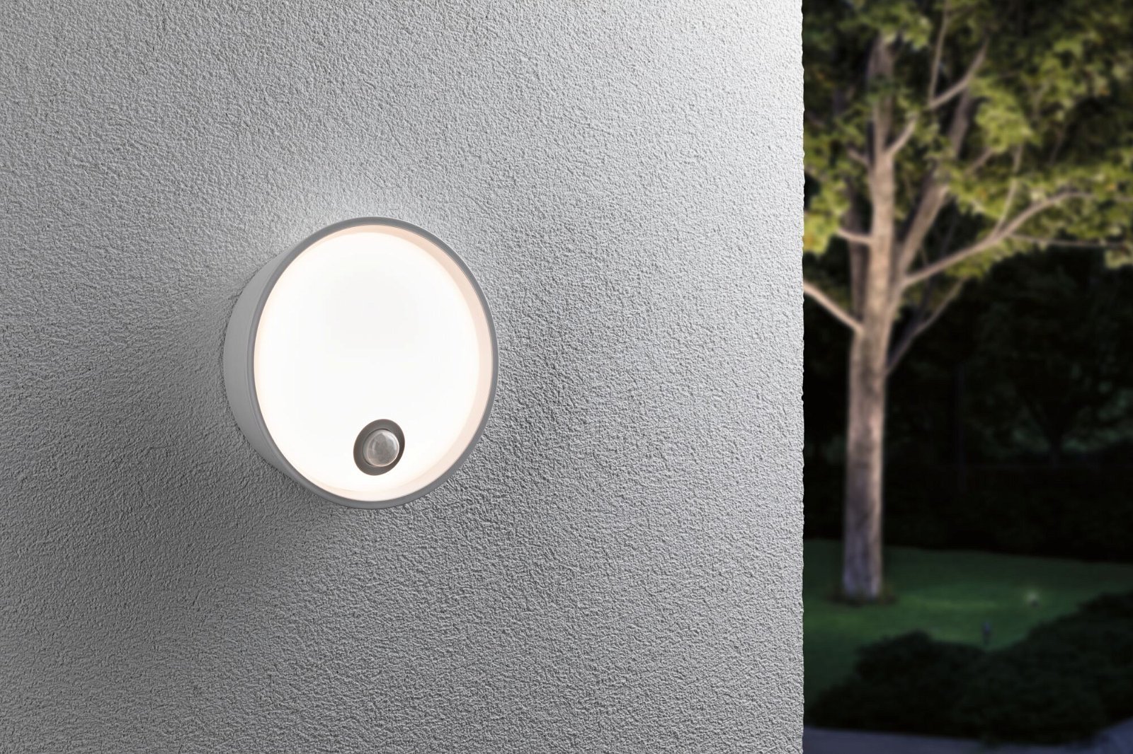 P 94699 LED venkovní nástěnné svítidlo Platomo pohybové čidlo IP44 kruhové 180mm 3000K 14,5W 230V bílá umělá hmota - PAULMANN (obrázek 3)