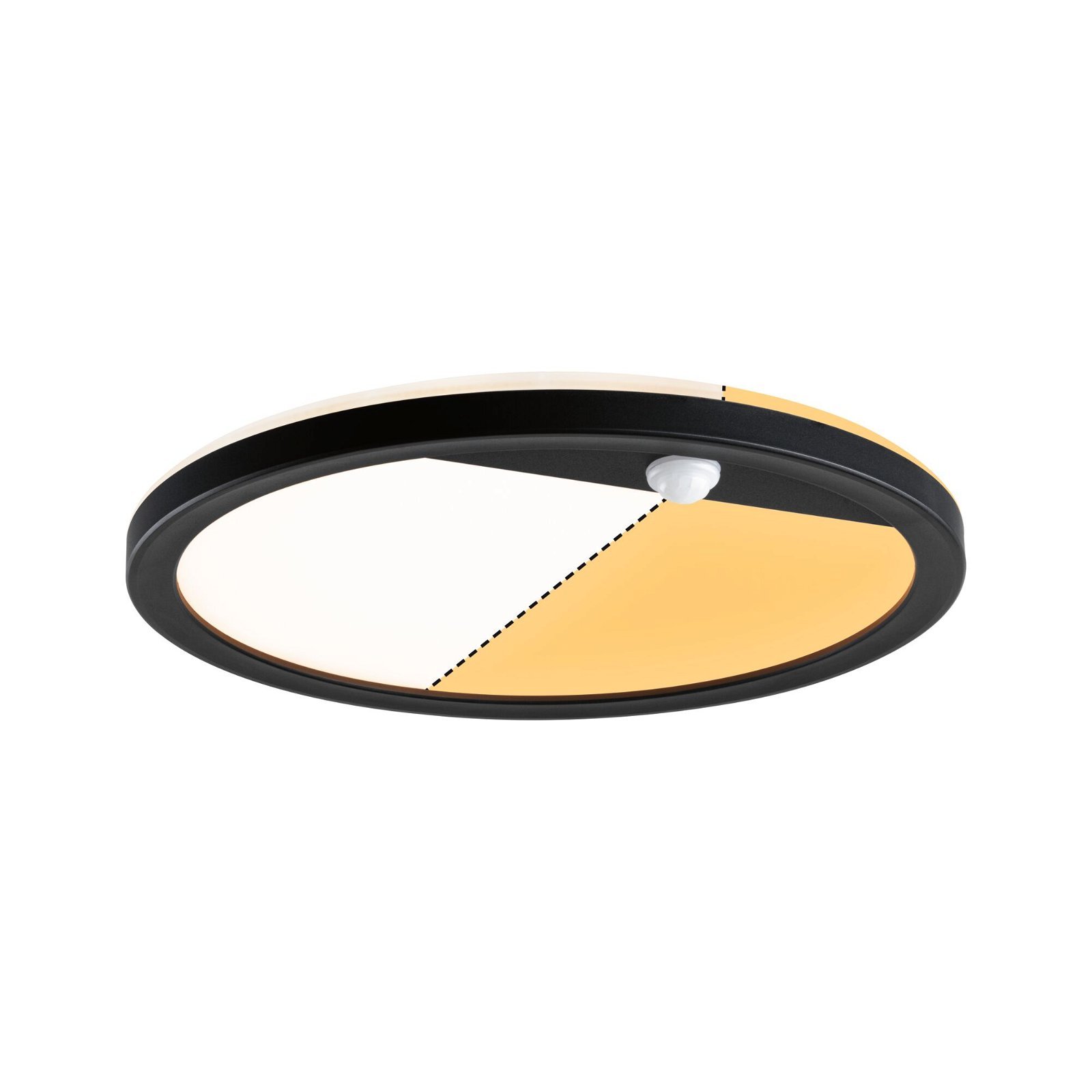 P 94708 LED venkovní panel Smart Home Zigbee Lamina Backlight pohybové čidlo neláká hmyz IP44 kruhové 280mm CCT 14W 230V černá umělá hmota - PAULMANN