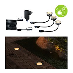 Obrázek pro produkt Plug & Shine LED zemní svítidlo Floor základní sada neláká hmyz IP67 2200K 3x2W 21VA stříbrná - PAULMANN