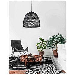 Obrázek pro produkt Závěsné svítidlo DESTIN železo a ratan, černá barva E27 1x12W IP20 bez žárovky - NOVA LUCE