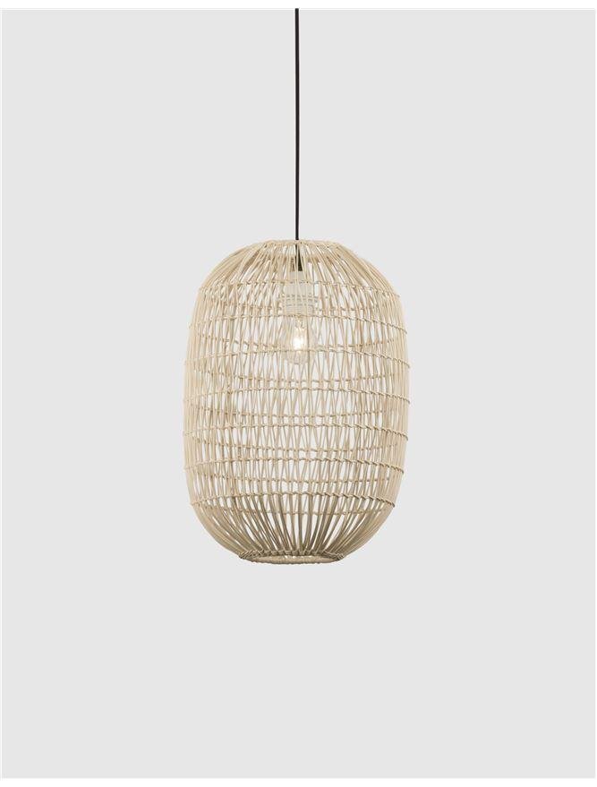 NV 9586766 Závěsné svítidlo MELODY přírodní ratan černý kabel E27 1x12W IP20 bez žárovky - NOVA LUCE