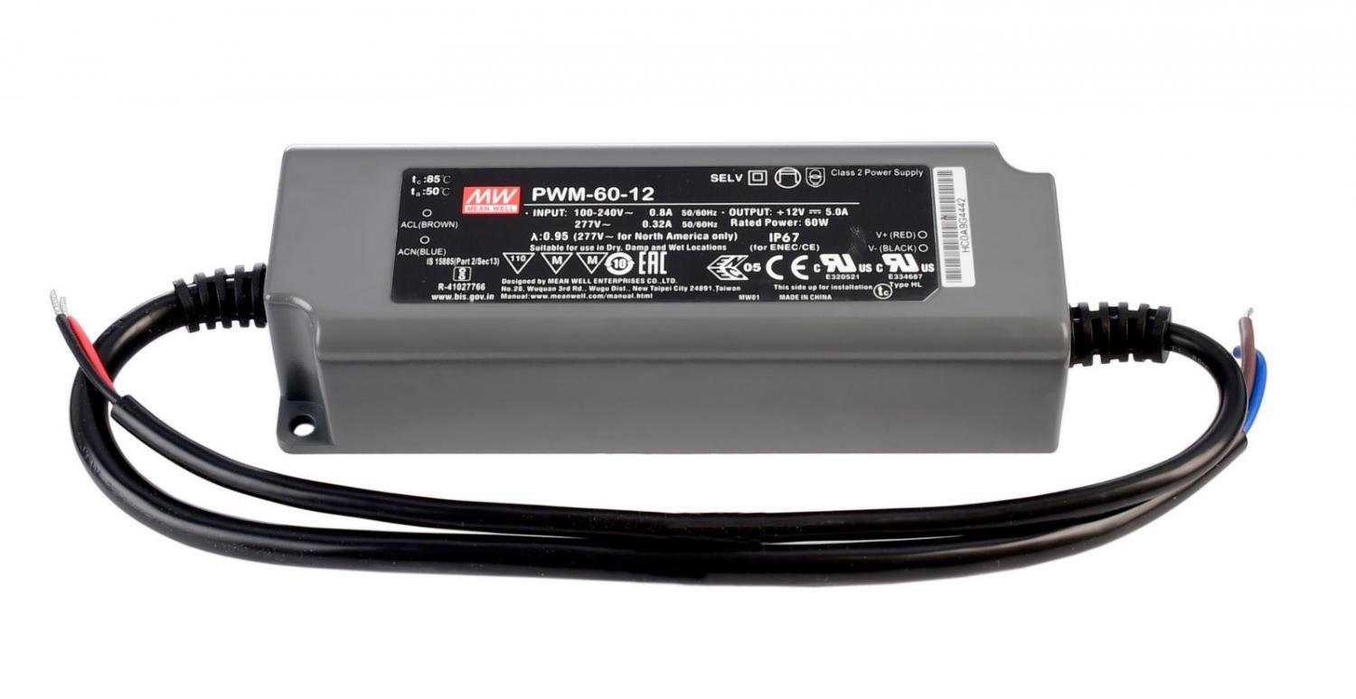IMPR 862249 Meanwell LED-napájení DIM, PWM-60-12BLE Casambi konstantní napětí 0-5000 mA IP20 stmívatelné 12V DC 60,0 W - LIGHT IMPRESSIONS