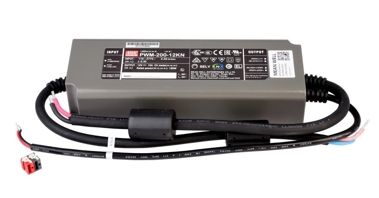 IMPR 872111 Meanwell LED-napájení CV, PWM-200-12KN konstantní napětí 0-16600 mA IP20 stmívatelné 12V DC 200,00 W - LIGHT IMPRESSIONS