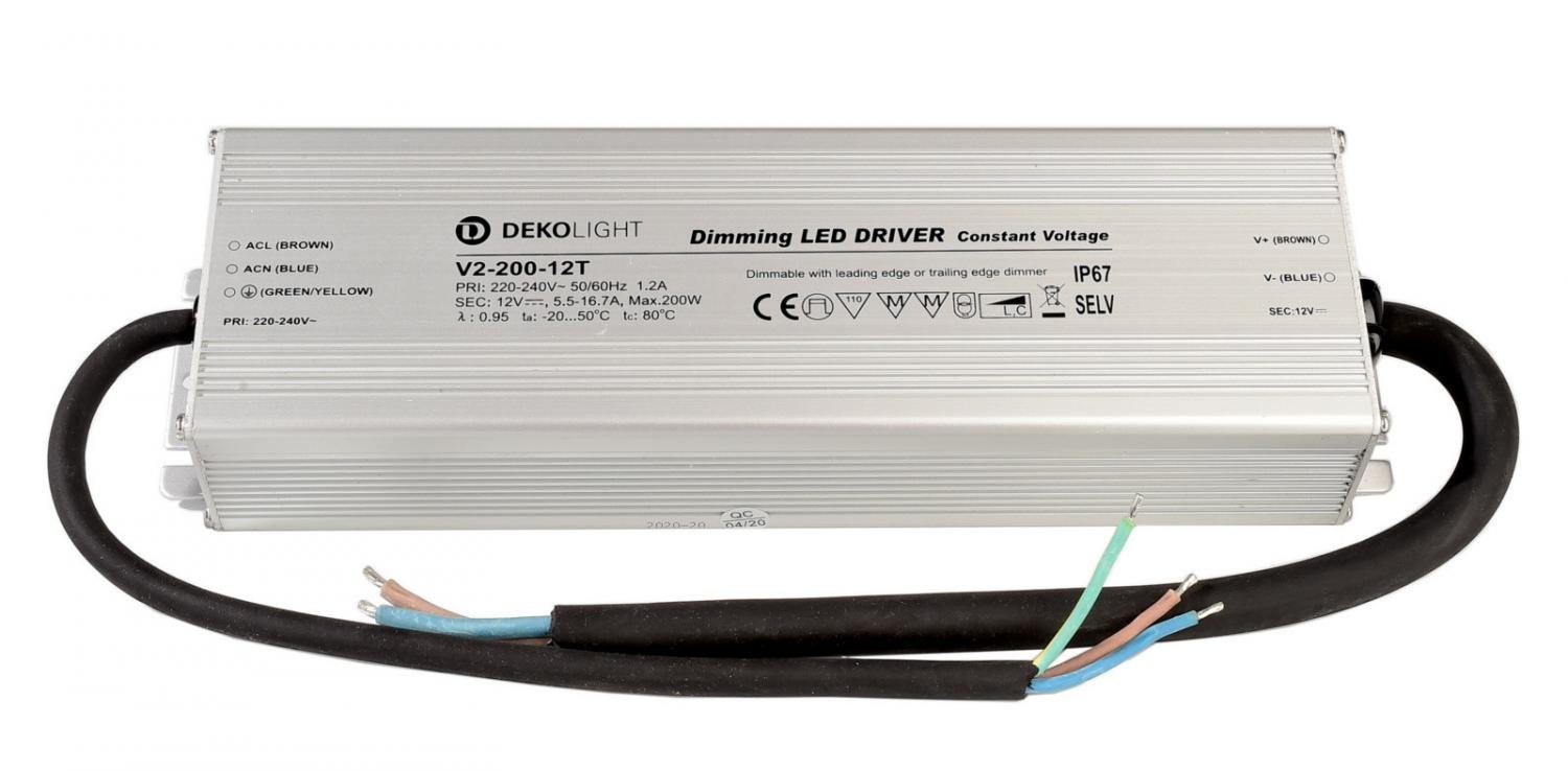 IMPR 872137 Deko-Light LED-napájení IP, DIM CV, 12V 66-200W konstantní napětí 5500-16700 mA IP67 stmívatelné 12V DC 66,00-200,00 W - LIGHT IMPRESSIONS