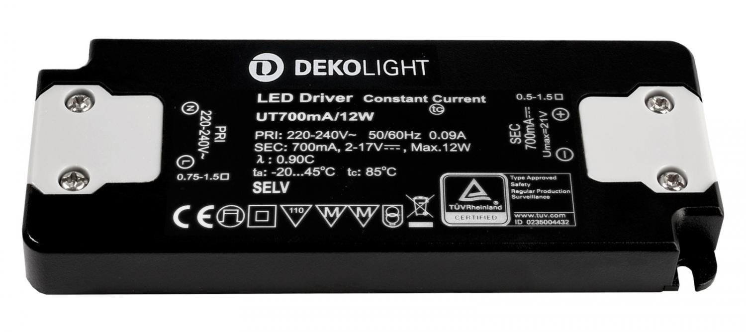 IMPR 862227 Deko-Light LED-napájení FLAT, CC, UT700mA/12W konstantní proud 700 mA IP20 2-17V DC 1,40-12,00 W - LIGHT IMPRESSIONS