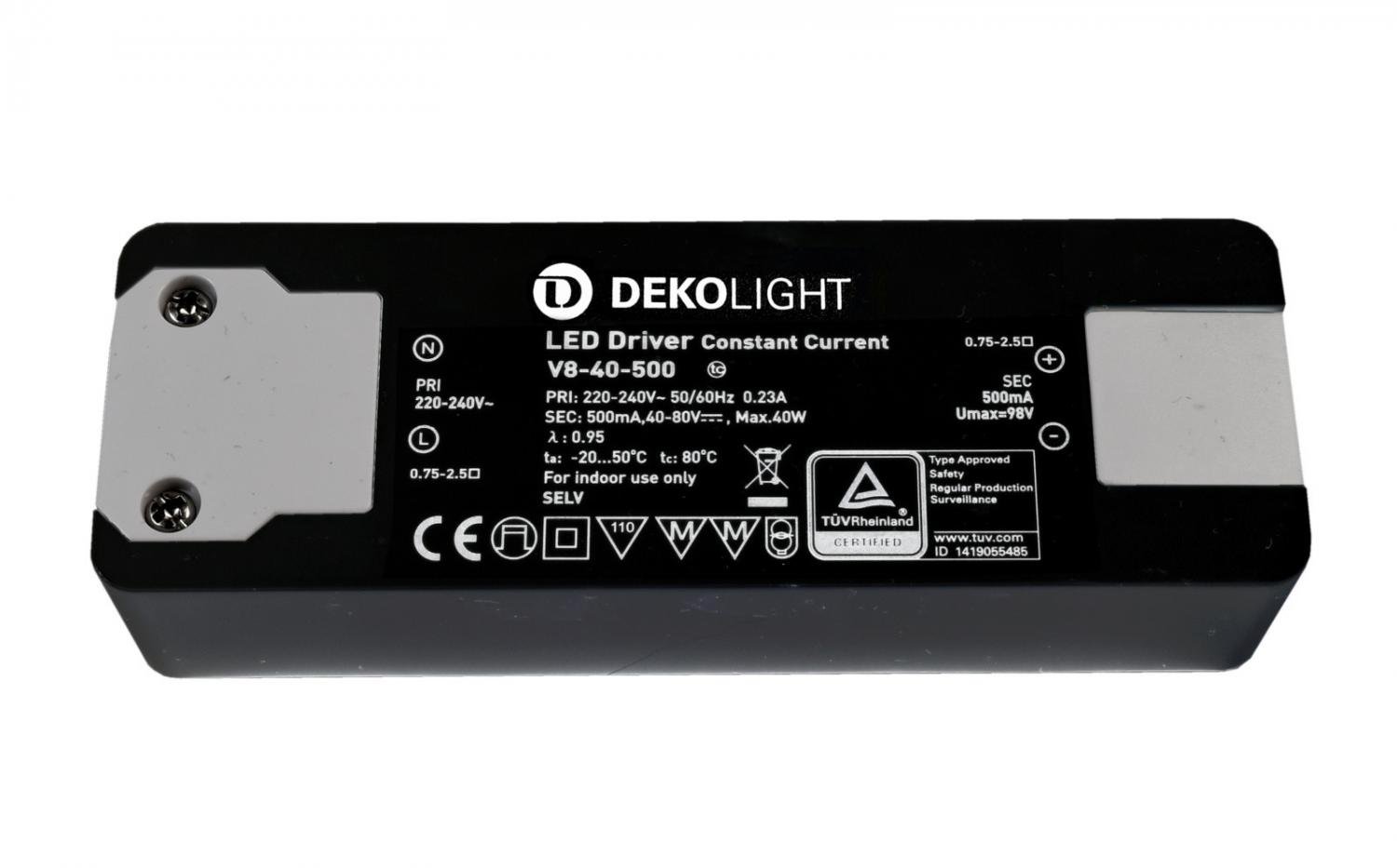 IMPR 862197 Deko-Light LED-napájení BASIC, CC, V8-40-500mA/40W konstantní proud 500 mA IP20 40-80V DC 20,00-40,00 W - LIGHT IMPRESSIONS