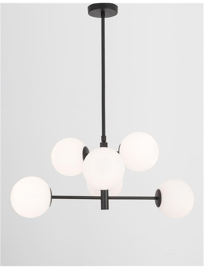 NV 9100361 Závěsné svítidlo IMPERO bílé matné sklo černý kov E14 6x5W IP20 bez žárovky - NOVA LUCE (obrázek 4)