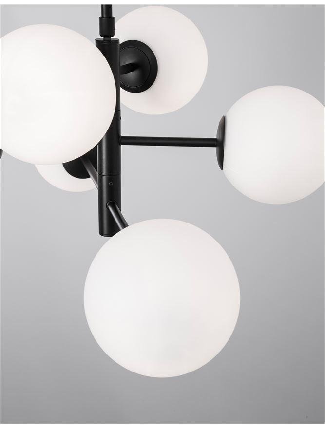 NV 9100361 Závěsné svítidlo IMPERO bílé matné sklo černý kov E14 6x5W IP20 bez žárovky - NOVA LUCE (obrázek 5)