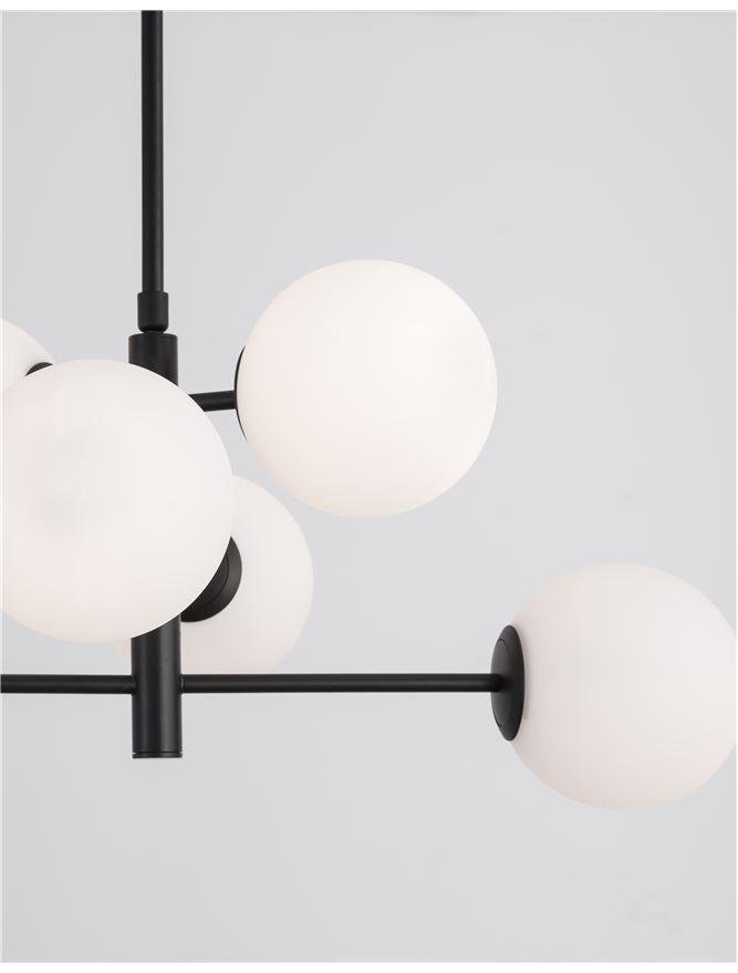 NV 9100361 Závěsné svítidlo IMPERO bílé matné sklo černý kov E14 6x5W IP20 bez žárovky - NOVA LUCE (obrázek 6)