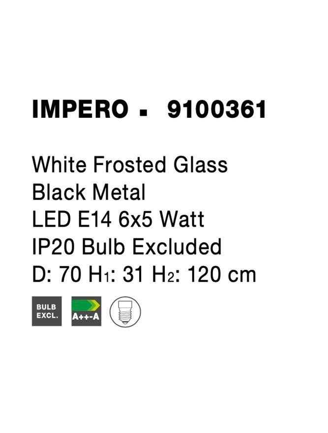 NV 9100361 Závěsné svítidlo IMPERO bílé matné sklo černý kov E14 6x5W IP20 bez žárovky - NOVA LUCE (obrázek 10)