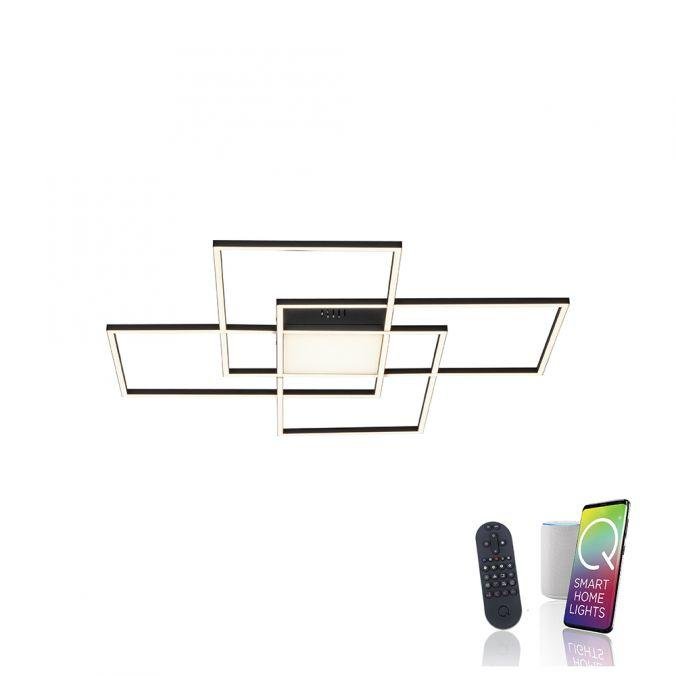 PN 6073-18 Paul Neuhaus Q-Asmin LED stropní svítidlo Smart Home 80x80 černá ZigBee 2700-5000K - PAUL NEUHAUS